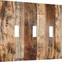 Decorative Light Switch Cover Plate Vintage Forest Sun on Brown Wood Board 3 Gang Wall Plate Switch Plate Covers Triple Toggle Jumbo Electrical Faceplate for Farmhouse Home Decor