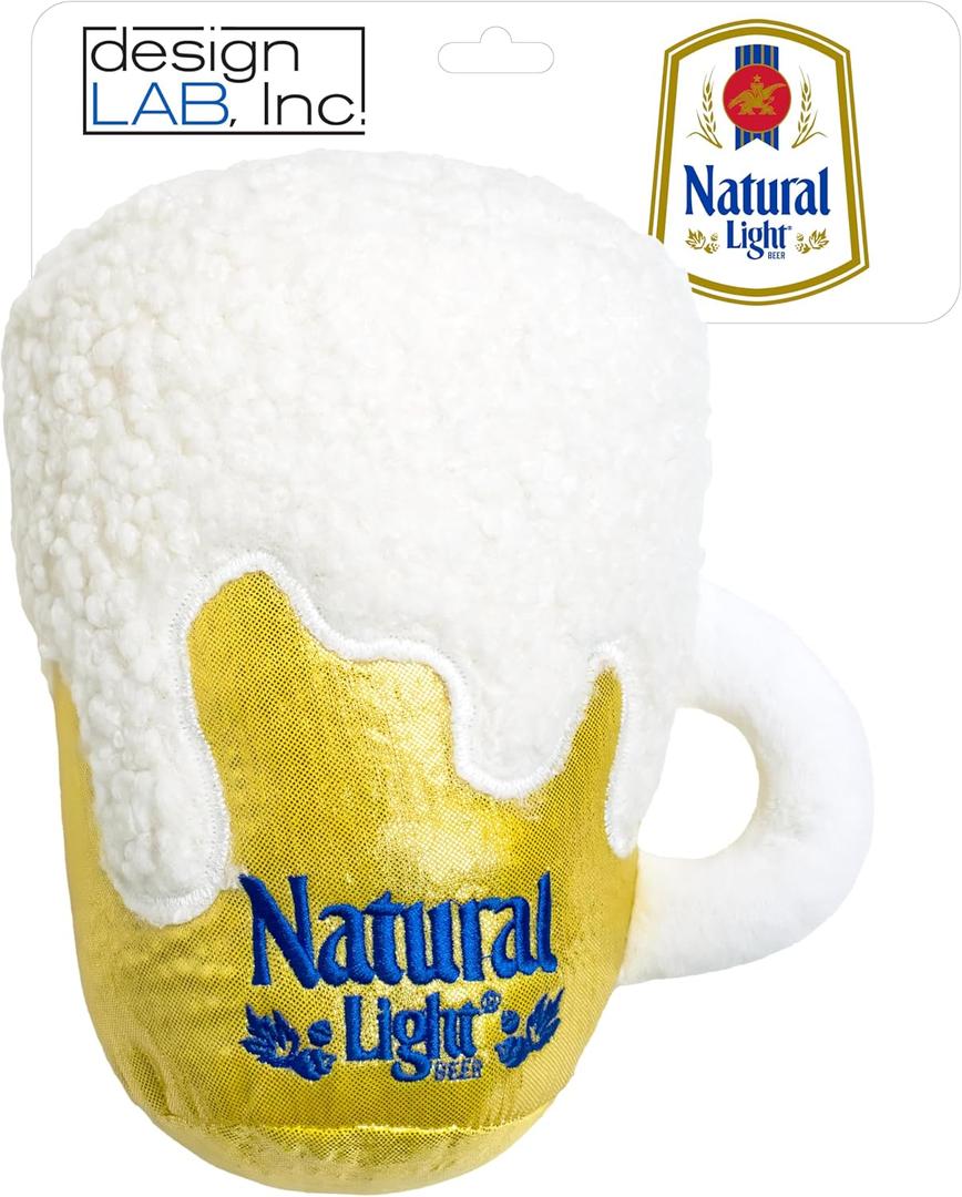 design LAB, Inc. Natural Light Dog Toy | Soft Plush Toy Beer Mug | Novelty Gift for Beer Lovers | Froathy Beer Toy for Large Dogs
