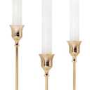 LEPAOSHENG Candlestick Holders 3PCS, Metal Taper Candle Holder, Gold Vintage Candle Holders for Pillar Candles, Table Mantel Wedding Festive Decor Party Party Decor Christmas Decorations