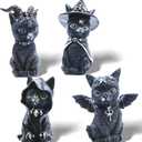 4 Cats Garden Decor Outdoor Statues Dcor Black Cat Figurines, Gothic Home Decor, Cats Figurines Outdoor Lawn Ornament Decoration for Cats Lovers