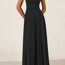PRETTYGARDEN Womens Summer Dresses 2026 Casual Sleeveless Crewneck Aline Maxi Dress Stretch Tank Flowy Long Dresses (Black, M)