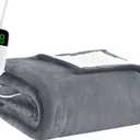 BOMOVA Heated Electric Throw Blanket - 50" x 60" Heating Blanket with 10 Heating Levels & 8 Hours Auto Off, Warm Flannel Blanket, Christmas Birthday Gifts for Women, Ash Gray 