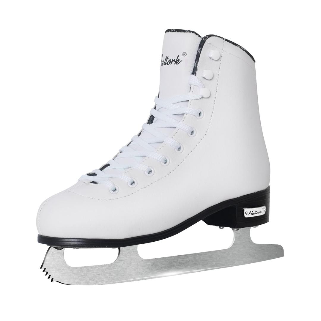 Nattork Figure Skates Excellence Stainless Steel Blades Ice Figure Skating with Enhanced Support Strength Performance and Ultimate Comfort for Youth and Adult, Size 7, White