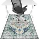 Office Chair Mat for Hardwood Floor&Tile Floor,36"X 48" Heavy Duty Desk Chair Mat for Hard Floors,Under Desk Rug for Rolling Computer Chair,Anti Slip,Low Pile Carpet Floor-Blue Flower