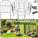 Decorative Garden Fence Outdoor, Total 10.5ft (L) x 24in (H), Rustproof Metal Landscape Barrier Fence, Black Fence for Yard, Patio Lawn, 10 Panels