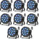 Rechargeable Par Lights, RGBW LED Uplights Battery Powered Stage Light, HOLDLAMP Par Can DJ Lights Sound Activated with Remote & DMX Control for Festival Party Event Wedding Bar, 8 Pcs