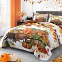 Pamnest King Fall Quilt Set, 3 Pieces Farmhouse Maple Bedding, Bedspread