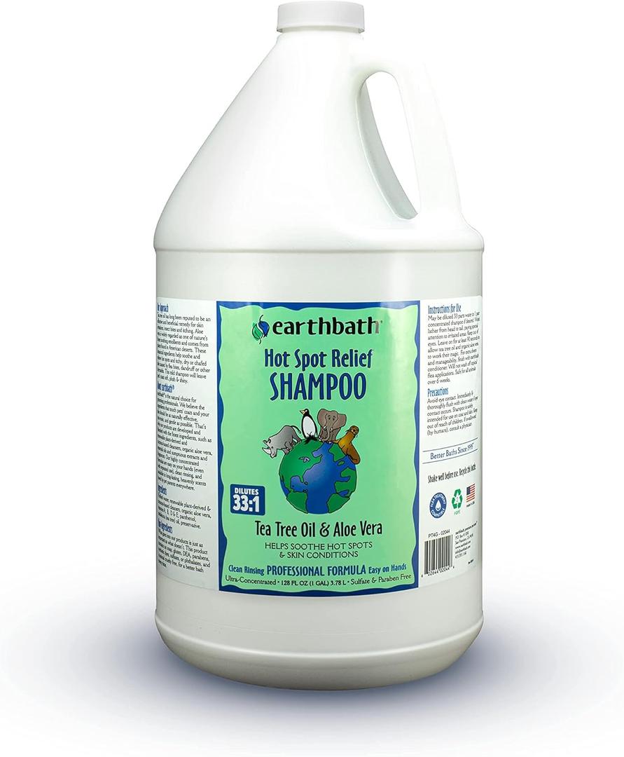 earthbath, Hot Spot Relief Pet Shampoo - Tea Tree Oil Hot Spot Treatment for Dogs, Best Dog Shampoo for Itching & Skin Conditions, Made in USA, Cruelty Free Itch Relief for Dogs - 128 Oz (1 Pack)