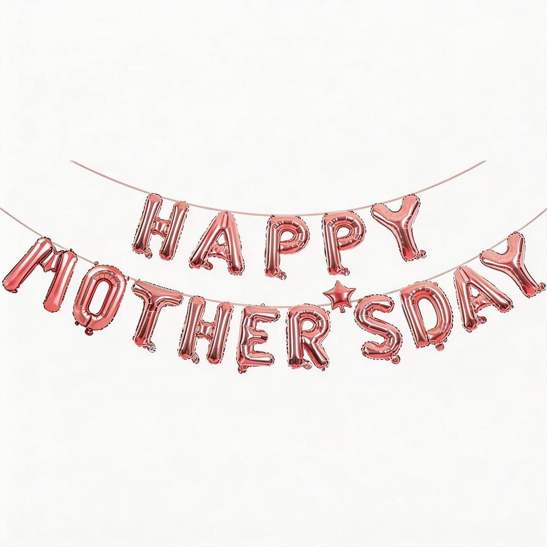 Mother Day Decorations - Happy Mothers Day Balloons Banner | Rose Gold Mother's Day Balloons for Mom Themed Party | Happy Mother's Day Party Supplies Decor Decorations