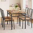 CABIHOME Dining Table Set for 4, Kitchen Table Set with 4 Chairs, Rectangular Dining Table Set for 4, Kitchen Table Set for Apartment, Small Space, Dining Room, Retro Brown