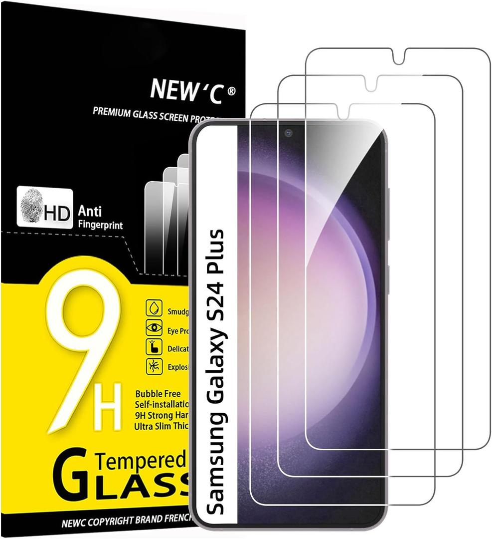 NEW'C 3 Pack Designed for Samsung Galaxy S24 Plus / S24+ 5G Screen Protector Tempered Glass,Case Friendly Ultra Resistant (Transparent)