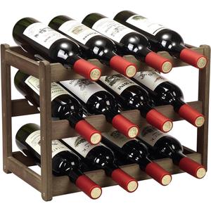 Bamboo Wine Rack, Sturdy and Durable Wine Storage Cabinet Shelf, Wine Racks Countertop for Pantry - 3 Tiers 12 Bottle Wine Rack, Moca