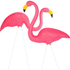 Pink Flamingo Yard Decorations Pack of 2 Flamingo Decor Ornaments for Outdoor Lawn and Garden