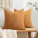 Zwjd Pack of 2 Decorative Burlap Linen Throw Pillow Covers Farmhouse Pillowcases Modern Rustic Woven Textured Cushion Cover for Sofa Couch Bed 18x18 Inch Hazel
