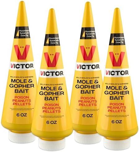 Victor M6006 Outdoor Mole & Gopher Poison Peanuts, Mole and Gopher Killer Bait, 4 Pack