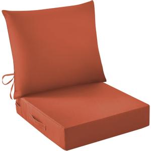 IASEAHK Outdoor Seat Cushion Set, Waterproof & Fade Resistant Patio Chair Cushions, Outdoors Cushion for Patio Furniture, 24 x 24 x 5.75 Inch, Outdoor Couch Cushions with Handle and Ties, Spice