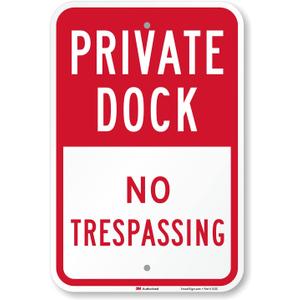 SmartSign "Private Dock - No Trespassing" Sign | 12" x 18" 3M Engineer Grade Reflective Aluminum
