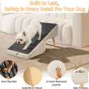 2-in-1 Foldable Dog Ramp for Couch and Bed, 14.4" H Dog Ramps for Small Dogs and Cats, Wooden Pet Stairs with Non-Slip Mat & Side Pockets, Split Ottoman Pet Ramp Steps for Medium Dogs, Puppy