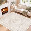 SameBed 9x12 Area Rug Living Room, Vintage Washable Carpet Neutral Beige