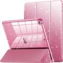 INFILAND Case for iPad 6th/5th Generation 9.7 Inch 2018/2017, iPad Air 2 Cute Glitter Clear Protective Cover for Kids, Girls, Woman, with Pencil Holder (Pink)