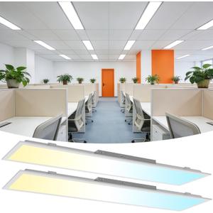 1x4 LED Flat Panel Light 2Pack 5CCT Selectable, 0-10V Dimmable, 1 Feet by 4 Feet