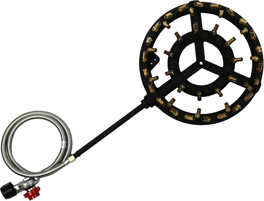 COOKAMP Propane Jet Burner with 44 Brass Tips - Perfect for Camping, Turkey Frying, and More with Stove Buddy JB-44LP(Propane Gas 44 Tips & Regulator)