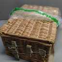 Picnic Basket for 4, Insulated Willow Picnic Baskets with Shoulder Strap, Picnic Hamper with Waterproof Picnic Blanket, Handmade Wicker Hamper for Outdoor Camping, GreenCheck