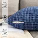 Kevin Textile Pack of 2 Decorative Outdoor Waterproof Throw Pillow Covers Stripe Square Pillowcases Modern Cushion Cases for Patio Couch Bench 18 x 18 Inch Navy Blue