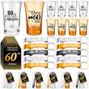 Domensi 50 Sets 60th Birthday Party Favors for Guests Bulk Include Cheers to 60 Short Glasses Beer Bottle Opener Keychains Thank You Cards with Gift Bags and Ropes for Birthday Party Gifts