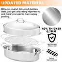 QPMR 22" Stainless Steel Roasting Pan with Lid and Rack,25LB Capacity,Large Roaster Pan for Oven,Nonstick Roasting Pan for Turkey,Chicken,Gifts for Mom,Wife