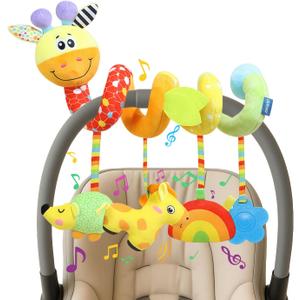 Car Seat Toys for Babies 0-6 Months Version Spiral Car Seat & Stroller Activity Toy, Soft Plush Hanging Toys with Rattles, Best Gift for Ages 0 and Up