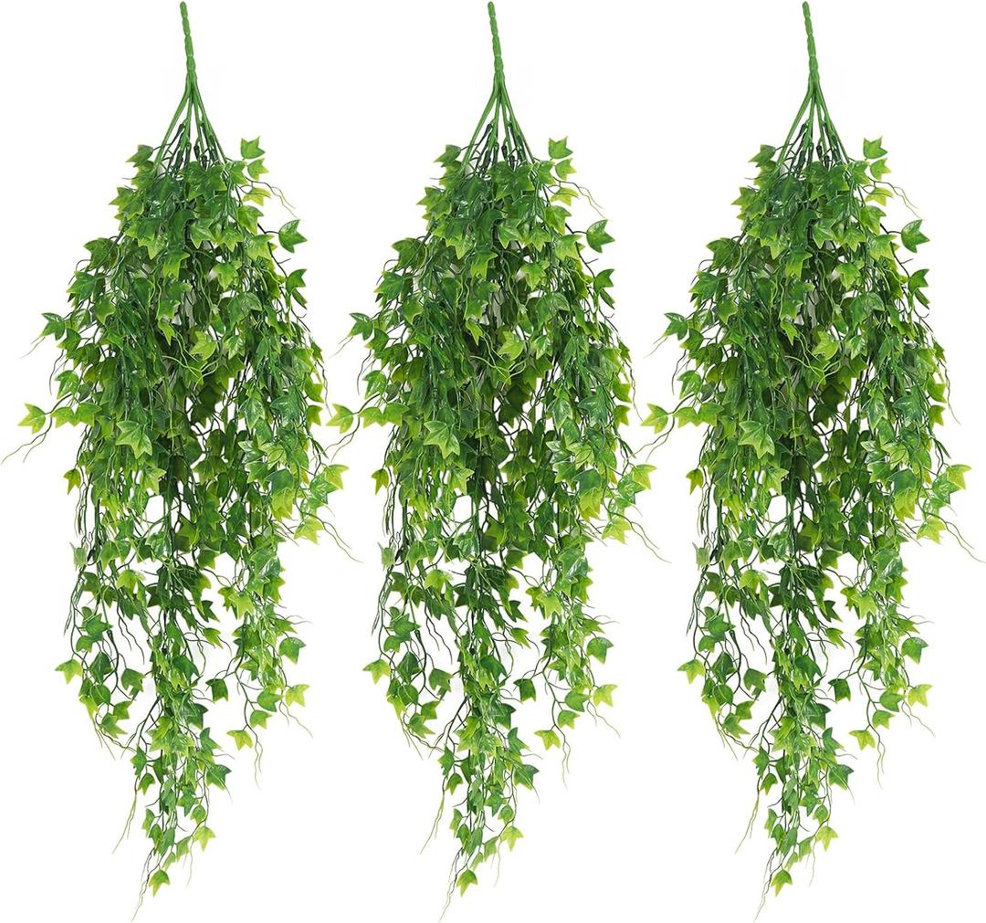 RECUTMS Artificial Plant Faux Plant Ivy Greenery Fake Hanging Plants Faux Greenery Plant Fake Ivy Leaf UV Resistant for Indoor Home Decor Outdoor Garden Yard Porch Wall Decoration 3 Packs Green