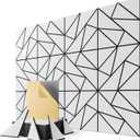 12-Pack Felt Acoustic Panels,12"x12"x0.4" Soundproof Wall Panels, Peel & Stick Sound Proof Foam Panels for Walls, Geometric Noise Reduction Panels for Home Office, Studio (White on Black)