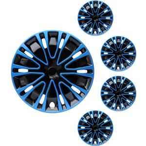 Hubcap Wheel Cover Replacement R15 Hub Caps Universal-Fit Steel Wheel Rim Cover ABS Material Exterior Accessories for Car Truck SUV -Set of 415-inchBlue-Black