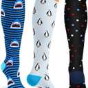 ACTINPUT Compression Socks for Women&Men 15-20mmHg Medical Knee High Support for Seniors,Pregnancy,Flight,Nurse&Circulation (Small-Medium, A05-ocean World)