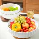 4 Quarts 2 Pcs Extra Large White Serving Bowls with Free Spoons, 12 inch Oversized Big Salad Bowls For Entertaining, Eating, Ceramic Serving Dishes, Pumpkin Serving Bowl Set For Fruit Soup Pasta, Diameter 12 inches