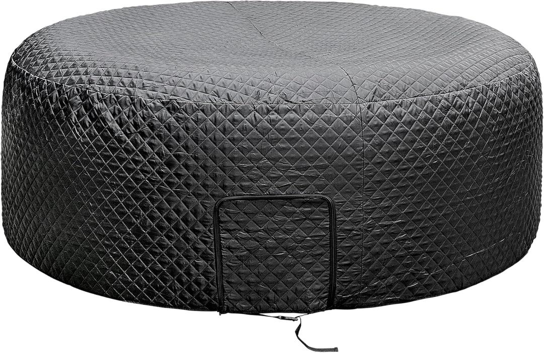 Tlswshsy 71'' x 27'' Insulated Inflatable Hot Tub Thermal Cover, Energy Efficient Hot Tub Cover with Zipper Door, Inflatable Hot Tubs Full Coverage for Keeping Warm Extra Insulation and Dustproof (Black-Round)