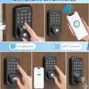 Keyless Entry Door Lock with Handle Set, Smart Door Lock with Fingerprint, 5 in 1 Unlock, Auto Lock Biometric Fingerprint Door Lock for Front Door, Easy Installation (Black)