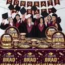 2025 Graduation Party Decorations Graduation Decoration 2025 Maroon Disposable Grad Tableware Set Plates, Cups, Napkins, Tablecloth and Banner for Congrats Grad Class Of 2025, Serves 24