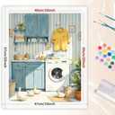 Cute Paint by Numbers Kit for Adults - DIY Ducks Walking Around Laundry Room Painting on Canvas 16x20 Inches, Acrylic Paint Set,Suitable for Beginners,Quirky Art for Home Decoration or Gifts, 40×50cm Unframed