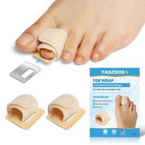 Hammer Toe Straightener Corrector for Women & Men - Adjustable Hammer Toe Straightener with Aluminum Plate, Toe Splints Wraps - Realign Bent, Curled, Crooked, Claw, Hammer Toes - 2pcs (Beige)