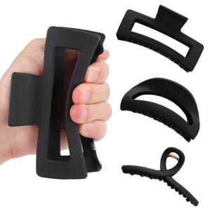 3 Pcs Matte Silicone Hair Clips Flexible Hair Claw Clips Cloud Clip Soft Bendable Hair Claw Clip for Women Black