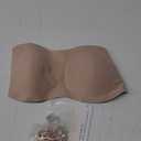OEAK Womens Strapless Bandeau Bra Non Slip Bras Push Up Wireless Padded Bralette Supportive Seamless Comfortable Tube Bra Skin, Large