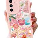Zrutru Preppy Pink Summer Collage Phone Case for Samsung Galaxy A15 5G Trendy Girly Phone Cover Shockproof Soft Silicone TPU Slim Phone Funda for Samsung A15 5G 6.5 Inch for Women Girls