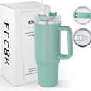 40 oz Tumbler with Handle and Straw, 100% Leak-Proof Travel Mug, Stainless Steel Double Wall Vacuum Insulated Coffee Cup Keeps Cold For 34 Hours, Dishwasher Safe, Teal