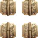 4Pcs Antique Brass Visible Small Hinges, 2x2 Inches Furniture Cabinet Drawer Double Door Removable Hinges