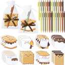 CJiangpo 24 Pack Marshmallow Sticky Note Pad with Pen Gift Set, Cute Self Stick Notepad Memo Pads Ballpoint Pens with Organza Bags, Funny Classroom Rewards Camping Themed Party Favor Gift for Kids