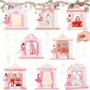 Namalu 7 Pcs Mini Ballet Nutcracker Picture Frames - Wooden Nutcracker Christmas Ornaments Pink Dancer Girl Xmas Hanging Photo Frames for Holiday Presents and Tree Decoration