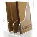 AIMOLLY 3 Vertical Compartments File Holder, Clear Acrylic Desk Organizer and Storage Bins Holding for Magazines, Binders, Notebooks, Envelopes, Multi-purpose Document Organizer for Home Office