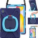 BRAECN Galaxy Tab S6 Lite 10.4 Case, Rugged Heavy Duty Silicone Case with Kickstand, Shoulder Strap, Handle Grip, S Pen Holder for Samsung Galaxy Tab S6 Lite 2022/2020-Navy Blue